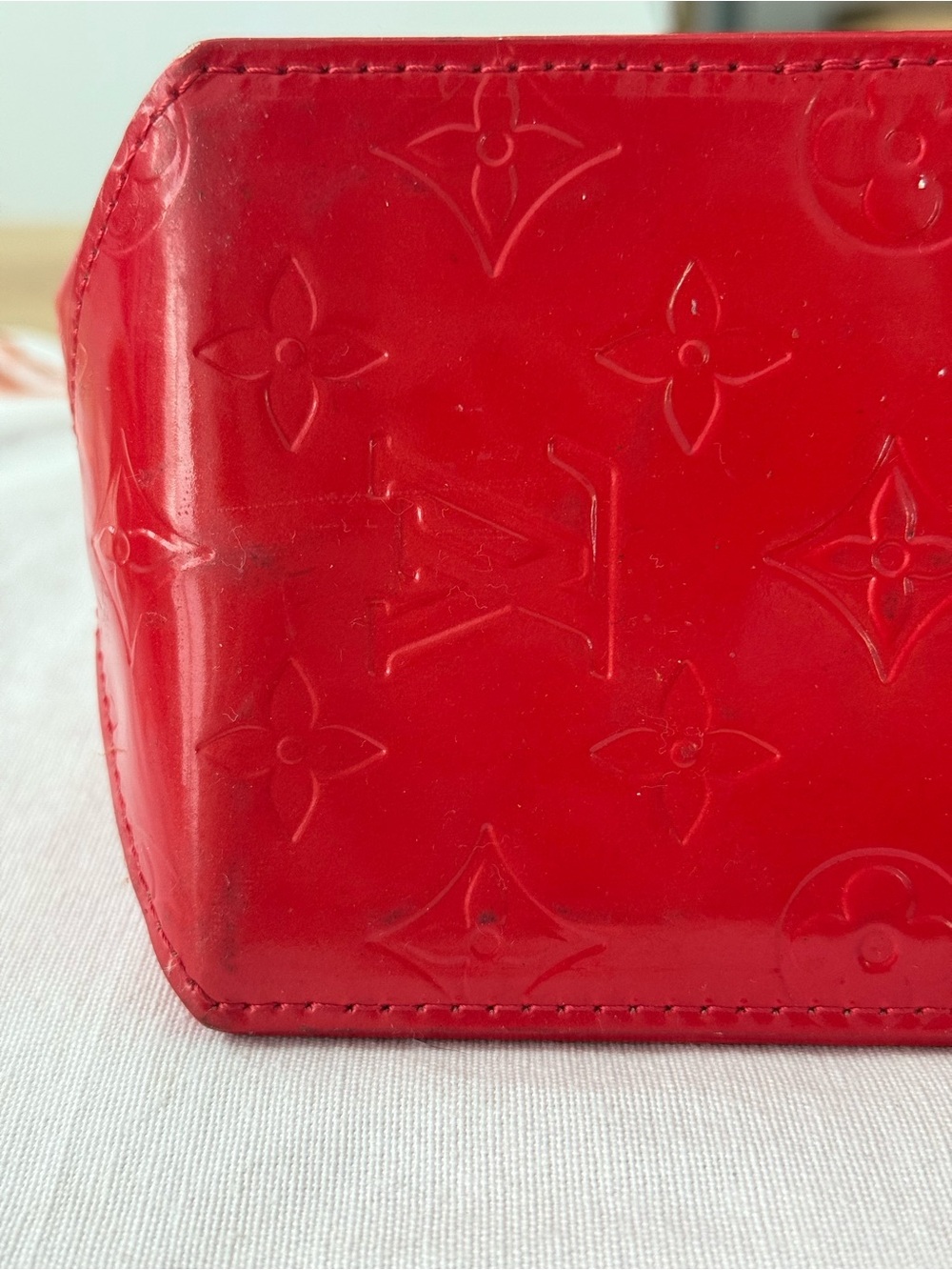 Louis Vuitton Red Vernis Monogram Patent Leather Mini Tote Purse - Picture 6 of 11